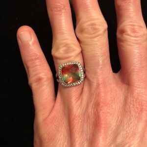 Vintage Silver Tone and Multicolor Faux Gemstone Ring